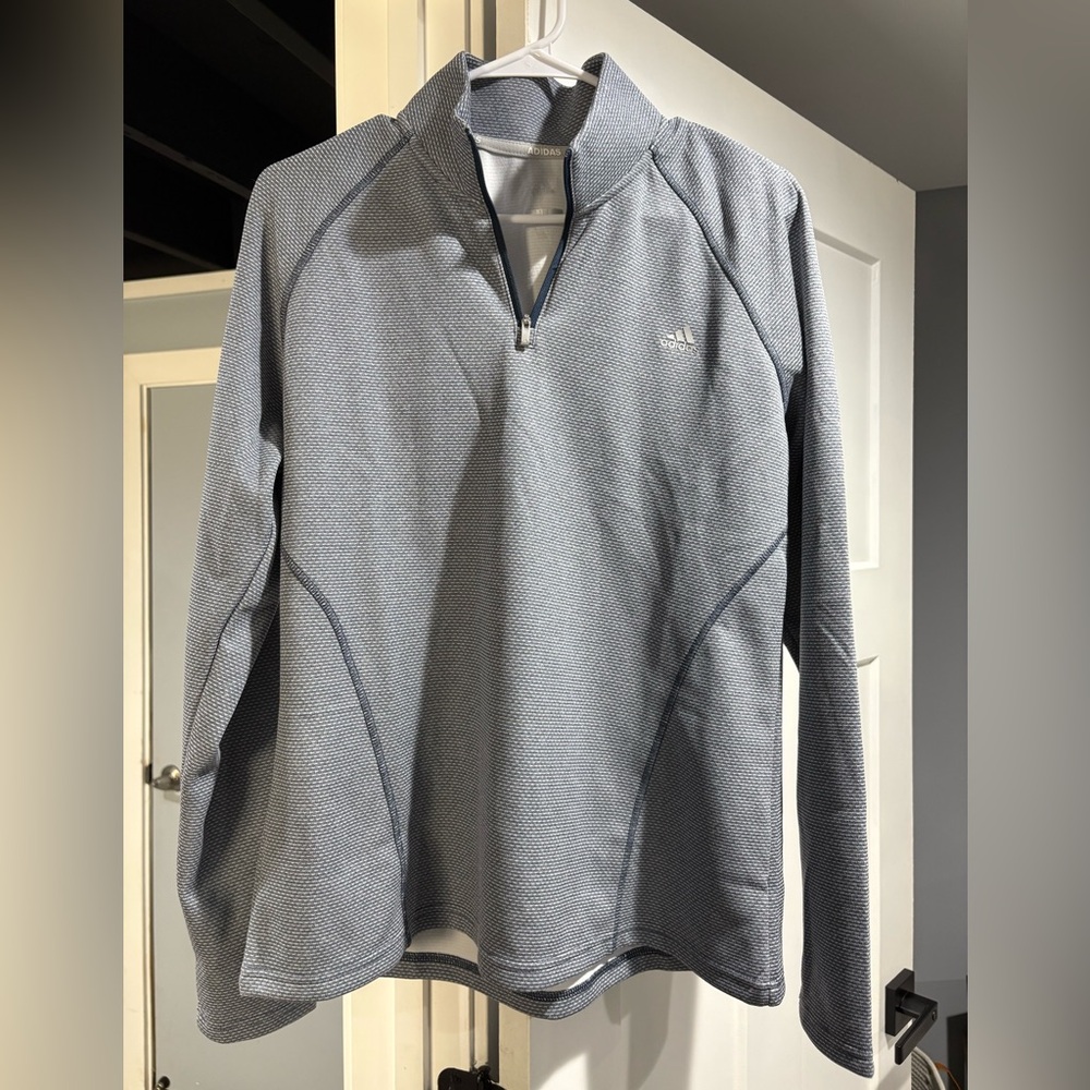 Adidas Gray and White Patterned Quarter-Zip Golf Top